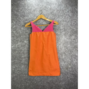 J. Crew Women's Sheath Shift Dress Size 2 Pink Orange Colorblock Lined Preppy